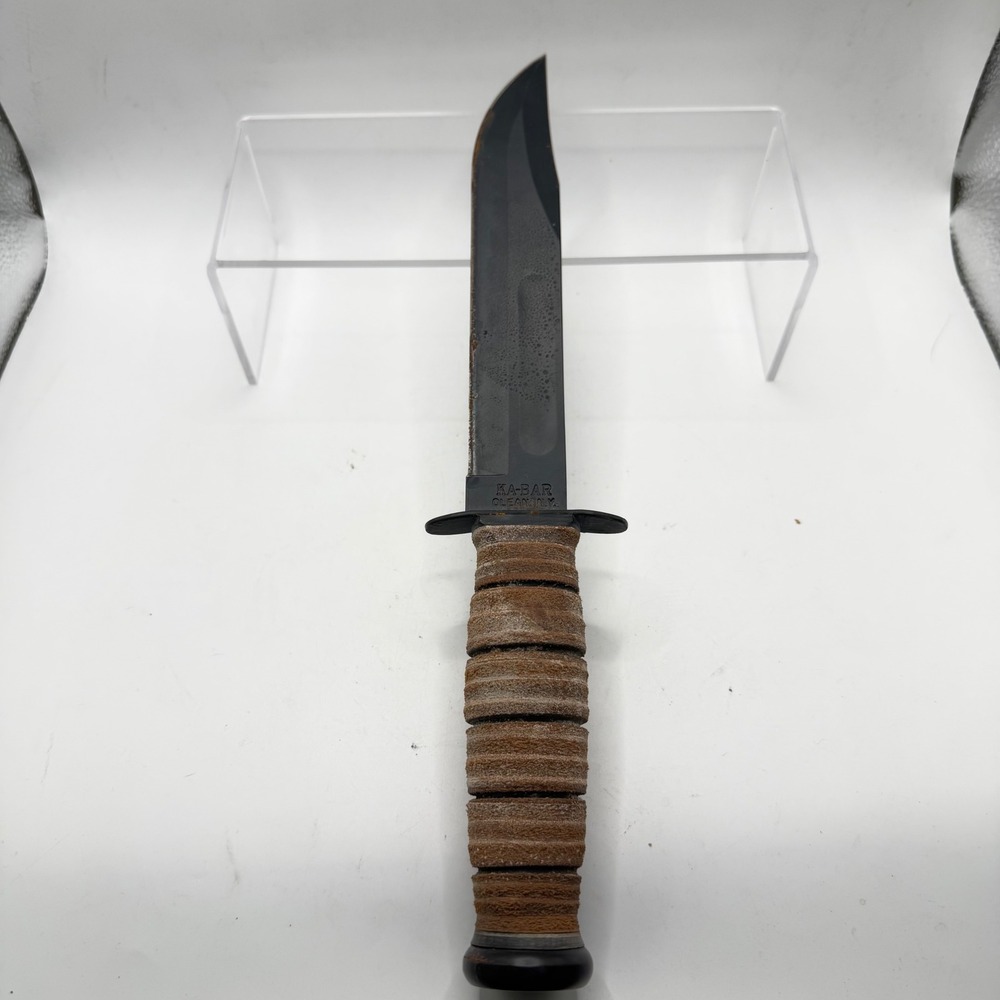 WWII KA-BAR USMC Fighting Knife Vintage 7in Blade Leather Handle Olean NY